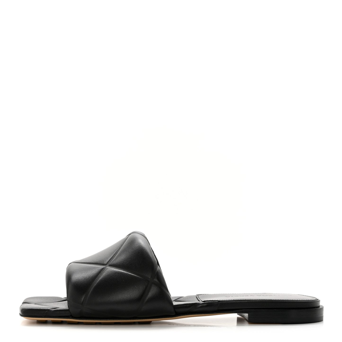 Nappa Quilted Rubber Lido Flat Sandals 38 Black