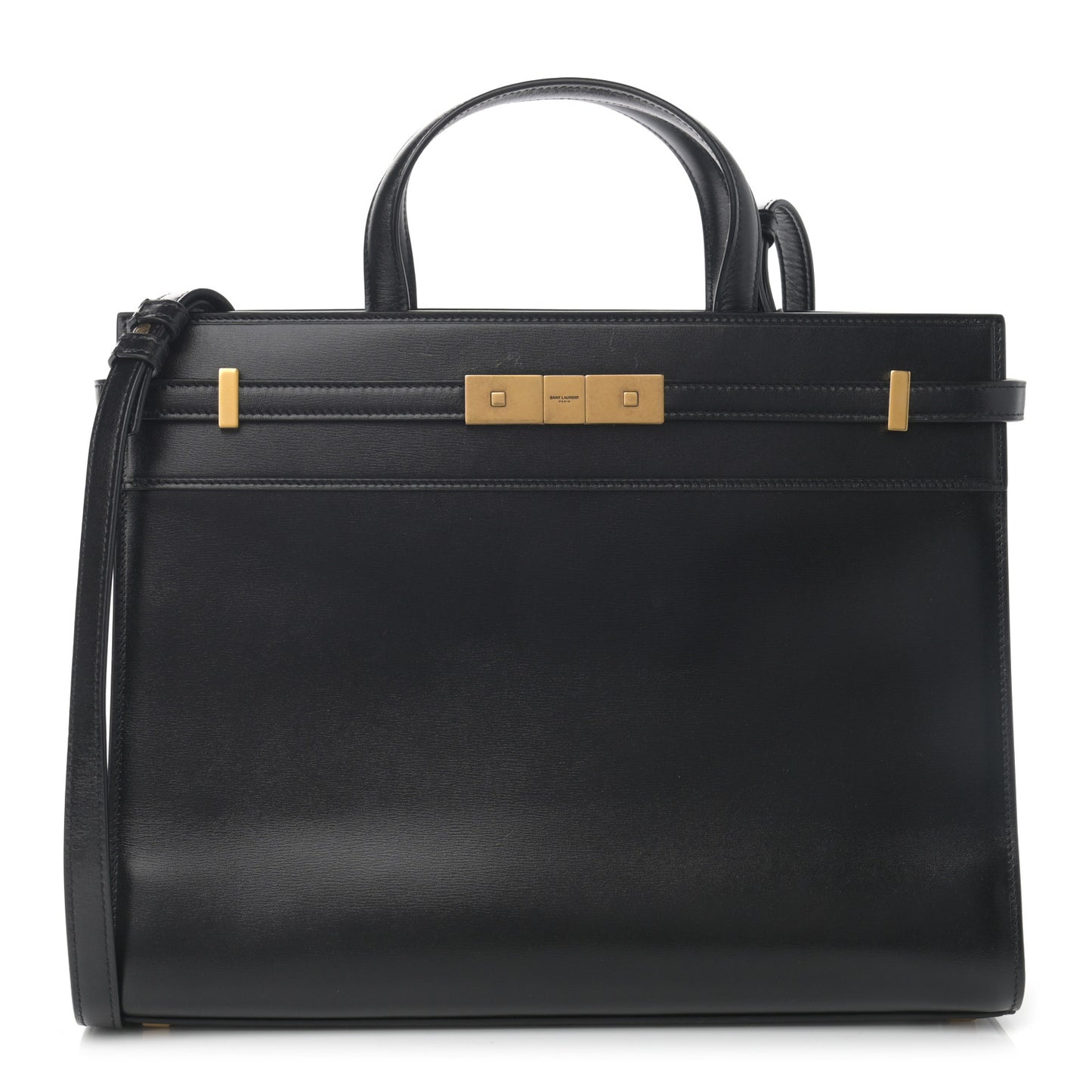 Calfskin Small Manhattan Shopper Tote Black