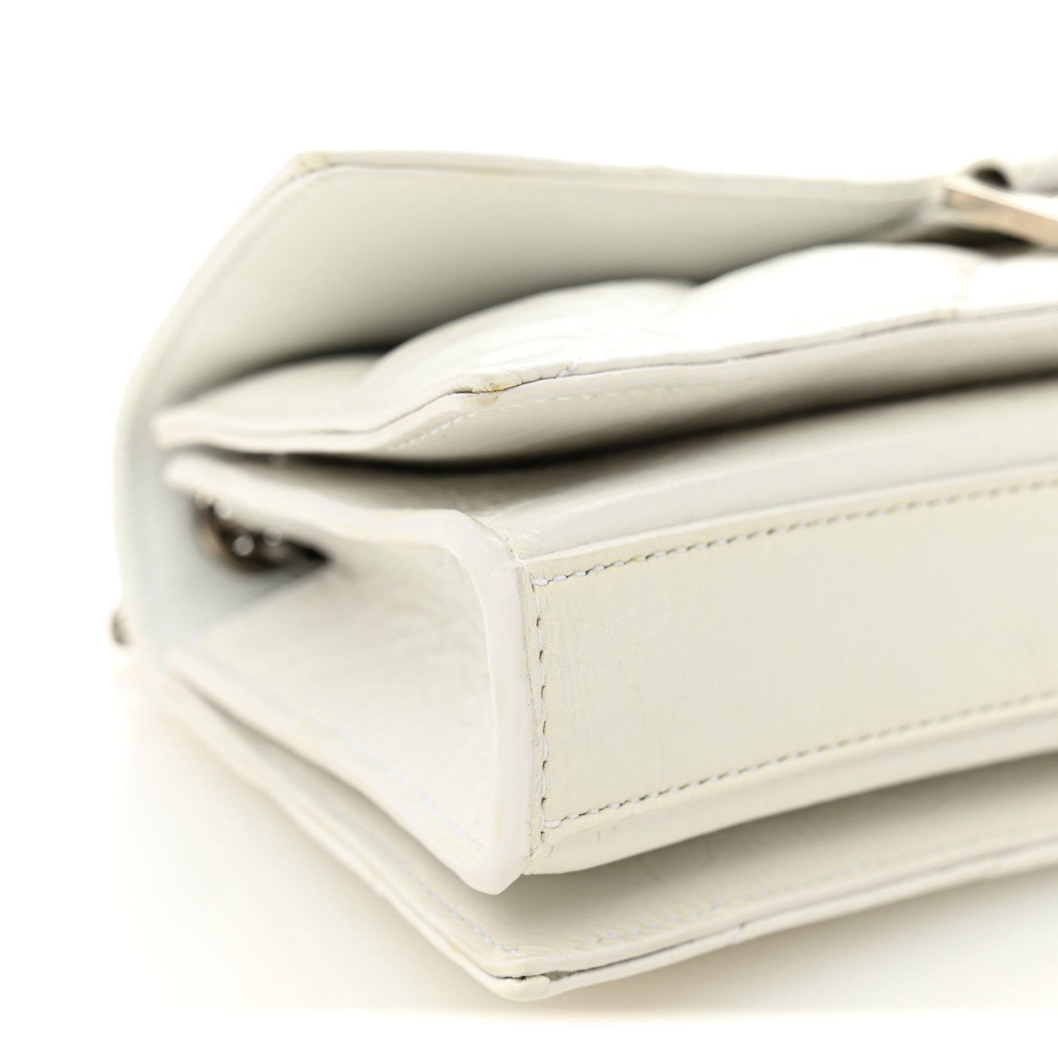 Balenciaga Crushed Calfskin Quilted Small Crush Chain Bag Optic White 9 of 10