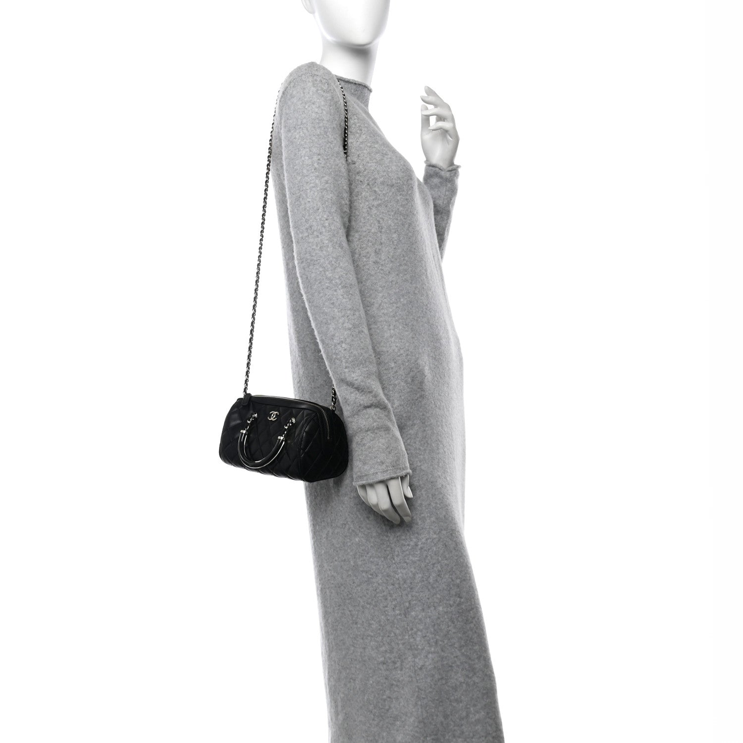 Chanel Lambskin Quilted Mini Bowling Bag Black 2 of 10