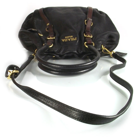 Cervo Deerskin Shoulder Bag Black Brown