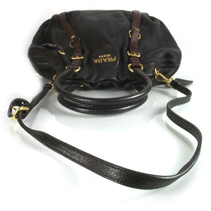 Prada Cervo Deerskin Shoulder Bag Black Brown 4 of 11