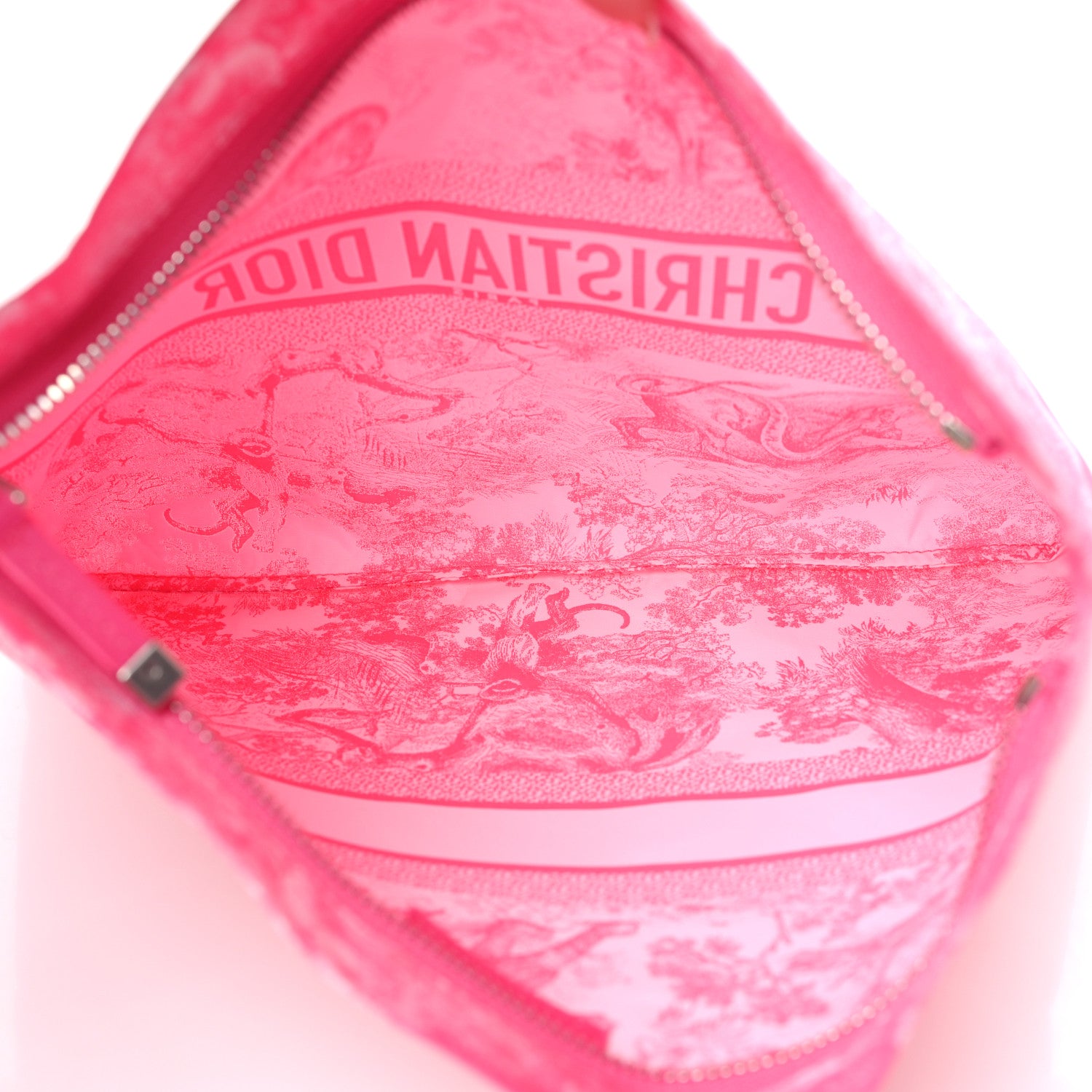 Christian Dior Embroidered Toile De Jouy Diortravel Zipped Pouch Pink 5 of 9