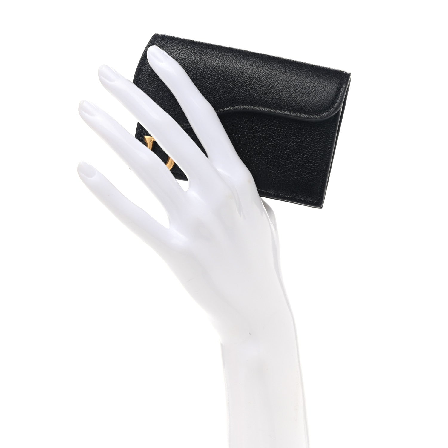 Christian Dior Goatskin Saddle Card Holder Black 2 of 10