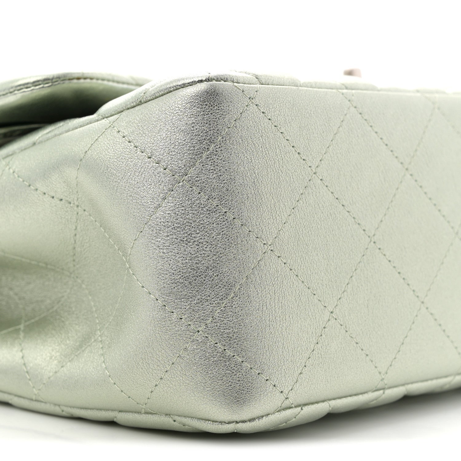 Chanel Metallic Lambskin Quilted Jumbo Double Flap Green 9 of 12