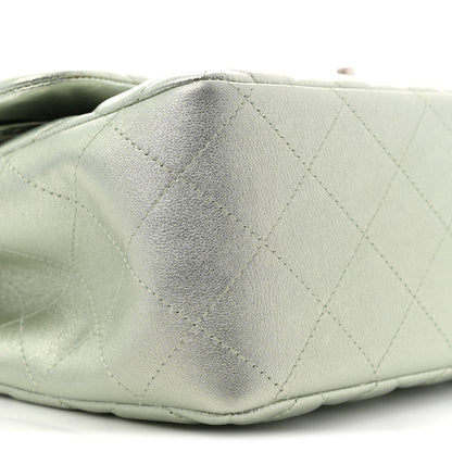 Chanel Metallic Lambskin Quilted Jumbo Double Flap Green 9 of 12