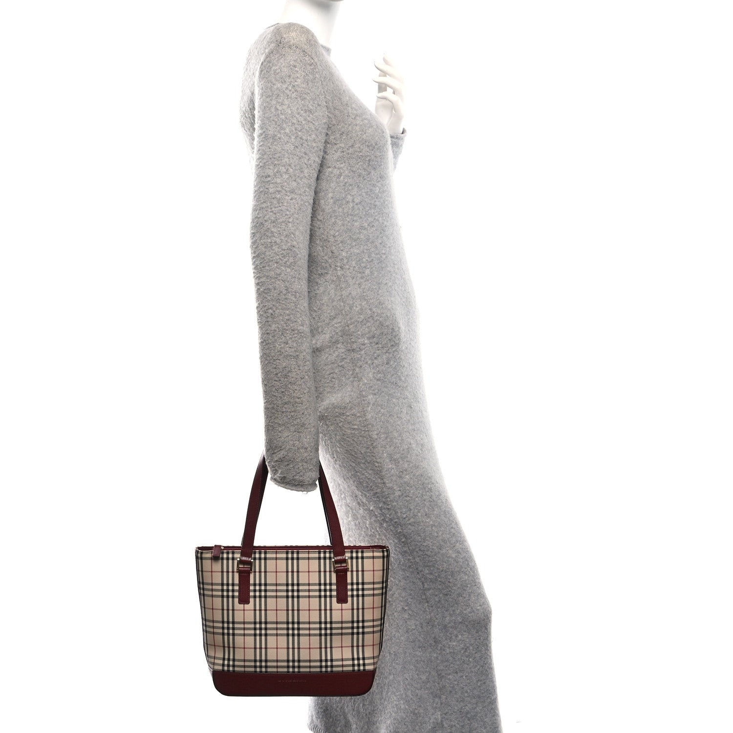 Burberry Canvas House Check Small Tote Red 2 of 9