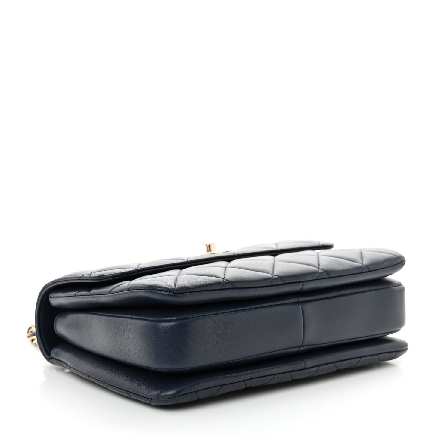 Lambskin Quilted Small Trendy CC Flap Dual Handle Bag Navy