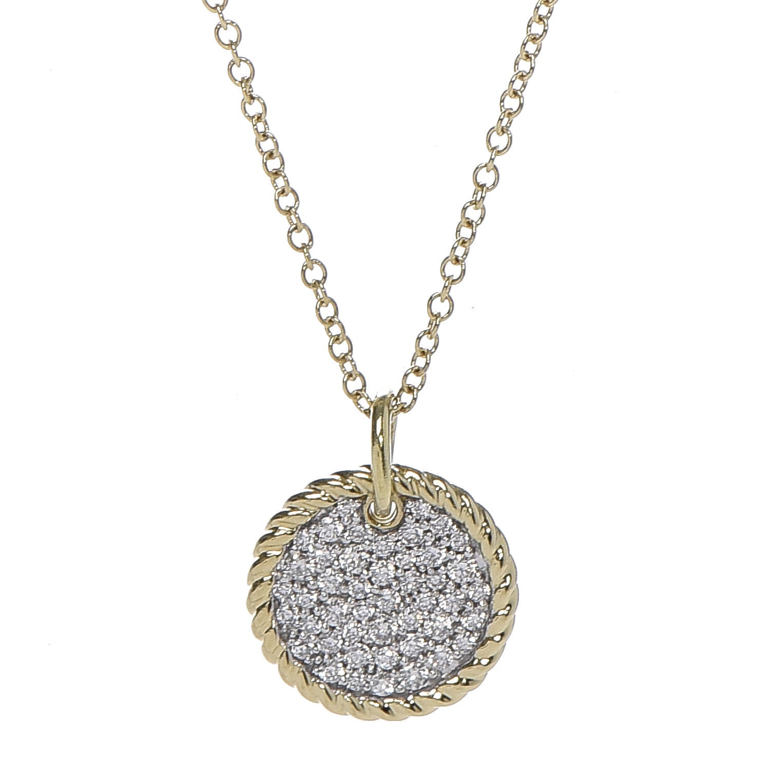 David Yurman 18K Yellow Gold Diamond Cable Collectibles Pave Charm Pendant Necklace 4 of 6
