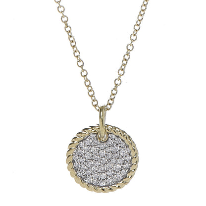 David Yurman 18K Yellow Gold Diamond Cable Collectibles Pave Charm Pendant Necklace 4 of 6