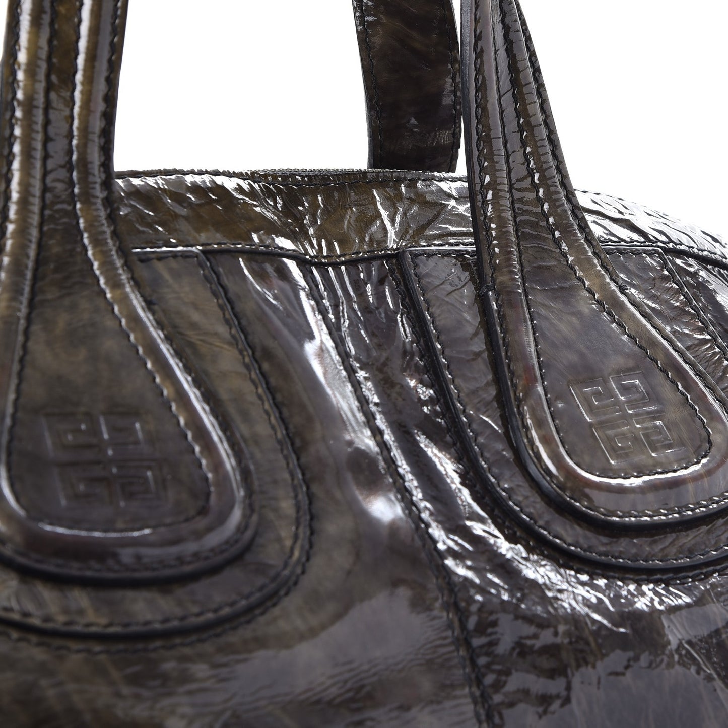 Crinkled Patent Leather Large Nightingale Brown