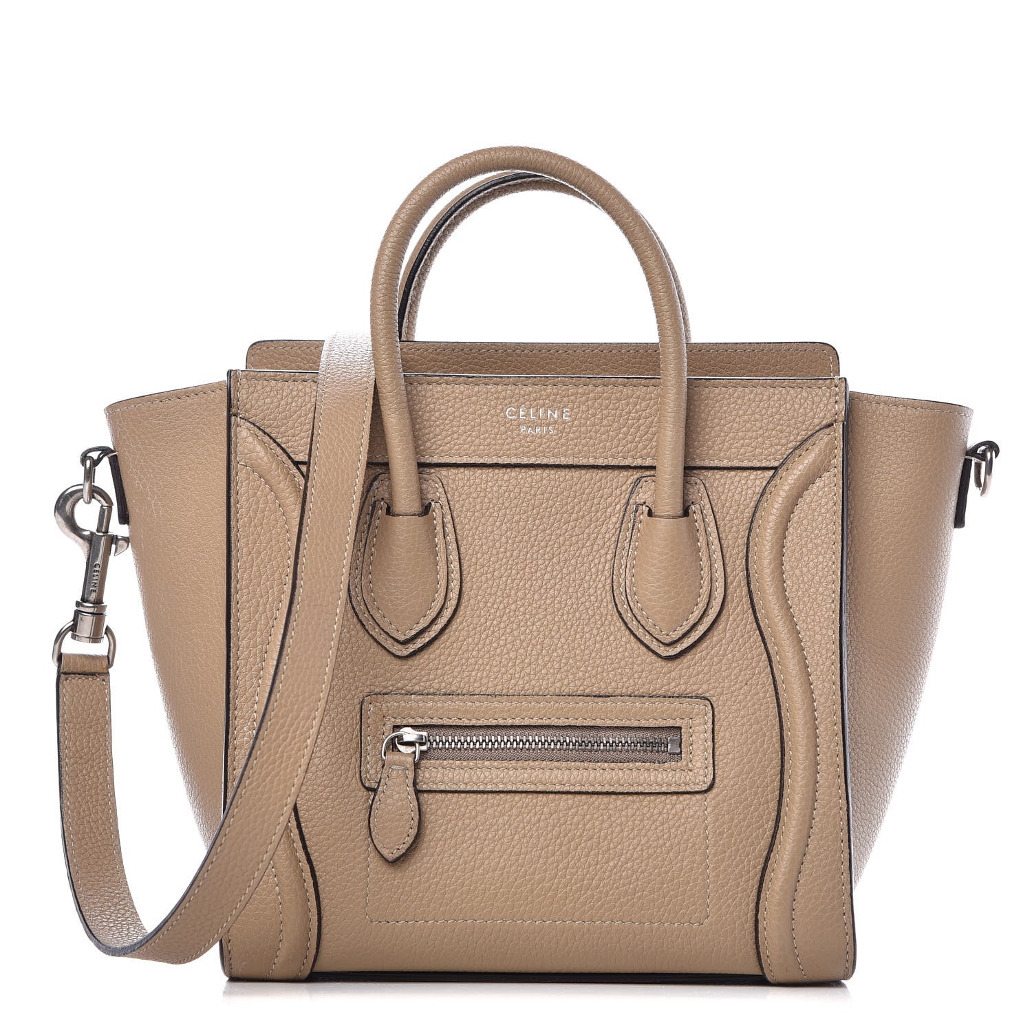 Celine Drummed Calfskin Nano Luggage Dune 1 of 10