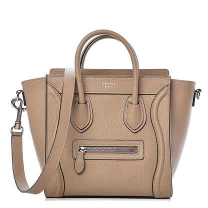 Celine Drummed Calfskin Nano Luggage Dune 1 of 10