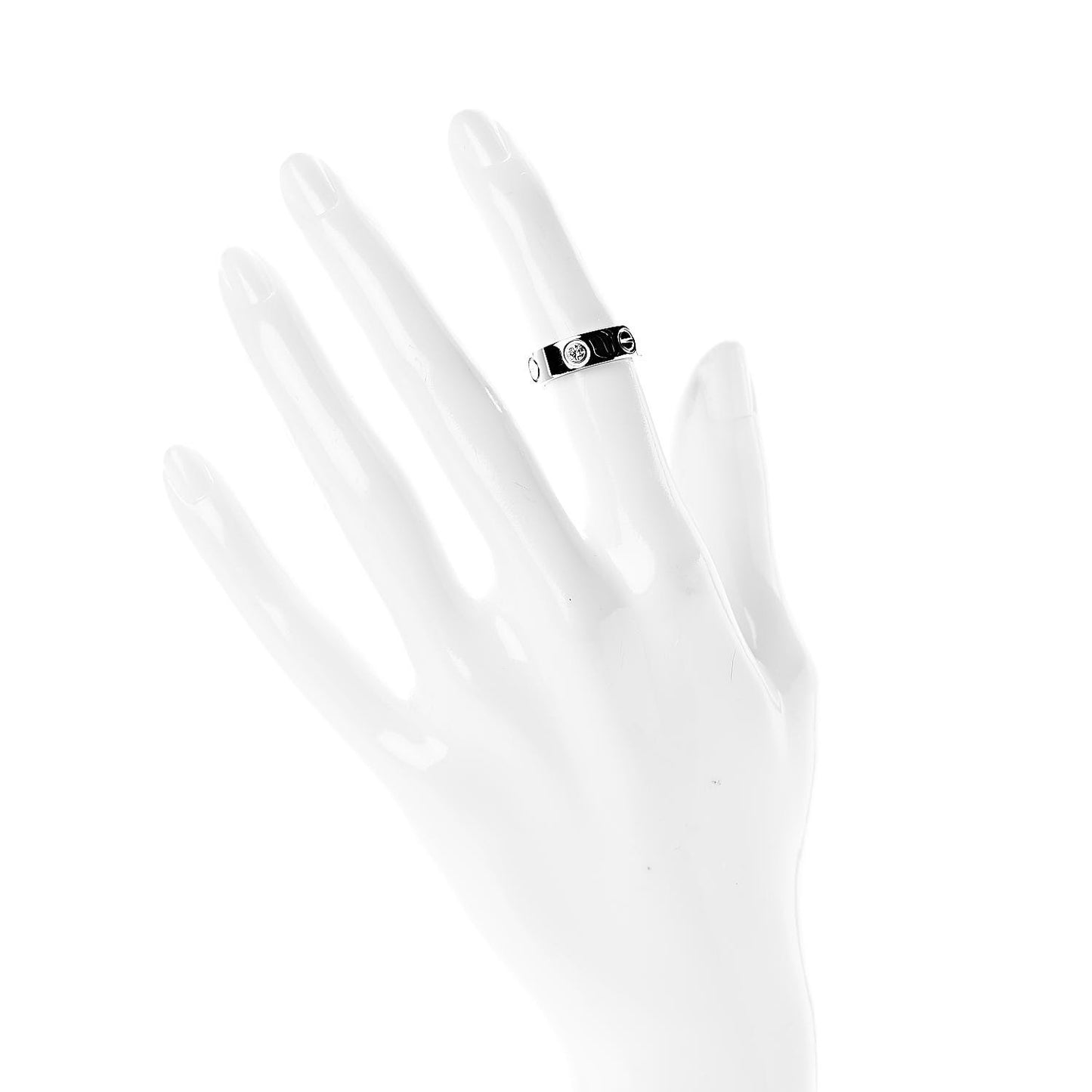 18K White Gold 3 Diamond 5.5mm LOVE Ring 47 4