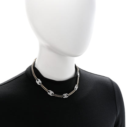 Chanel Crystal Chain CC Link Choker Gold Silver 2 of 6