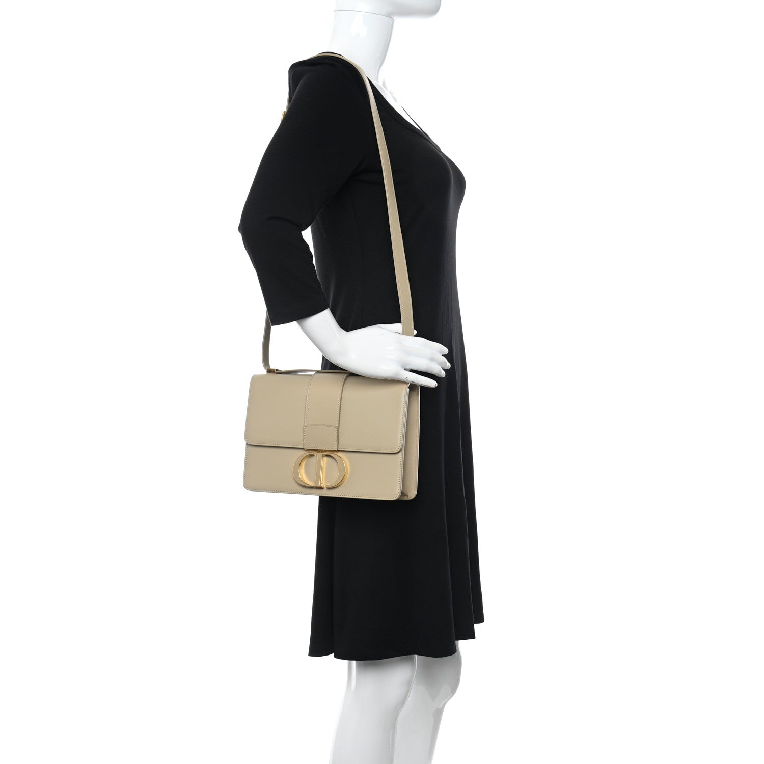 Christian Dior Smooth Calfskin 30 Montaigne Flap Bag Beige 2 of 14