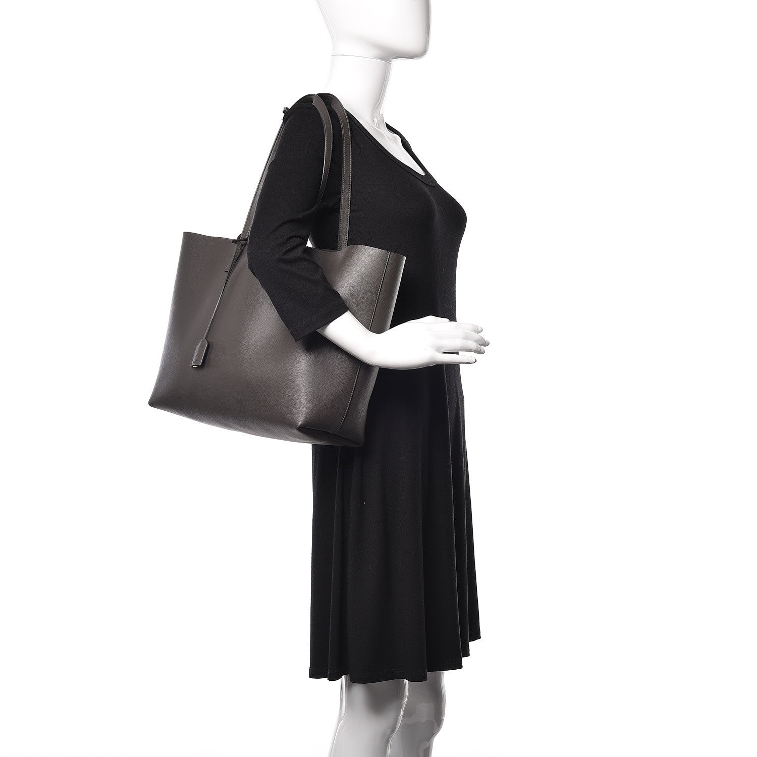 Saint Laurent Calfskin Large Shopping Tote Coal 2 of 13