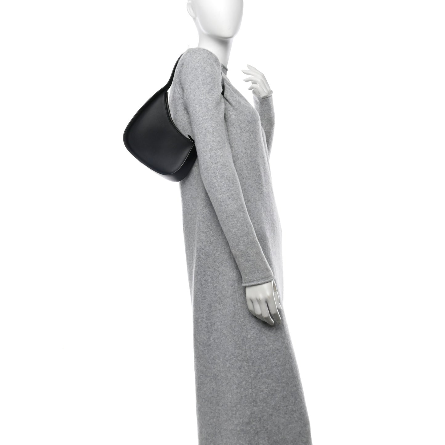 Smooth Calfskin Half Moon Shoulder Bag Black