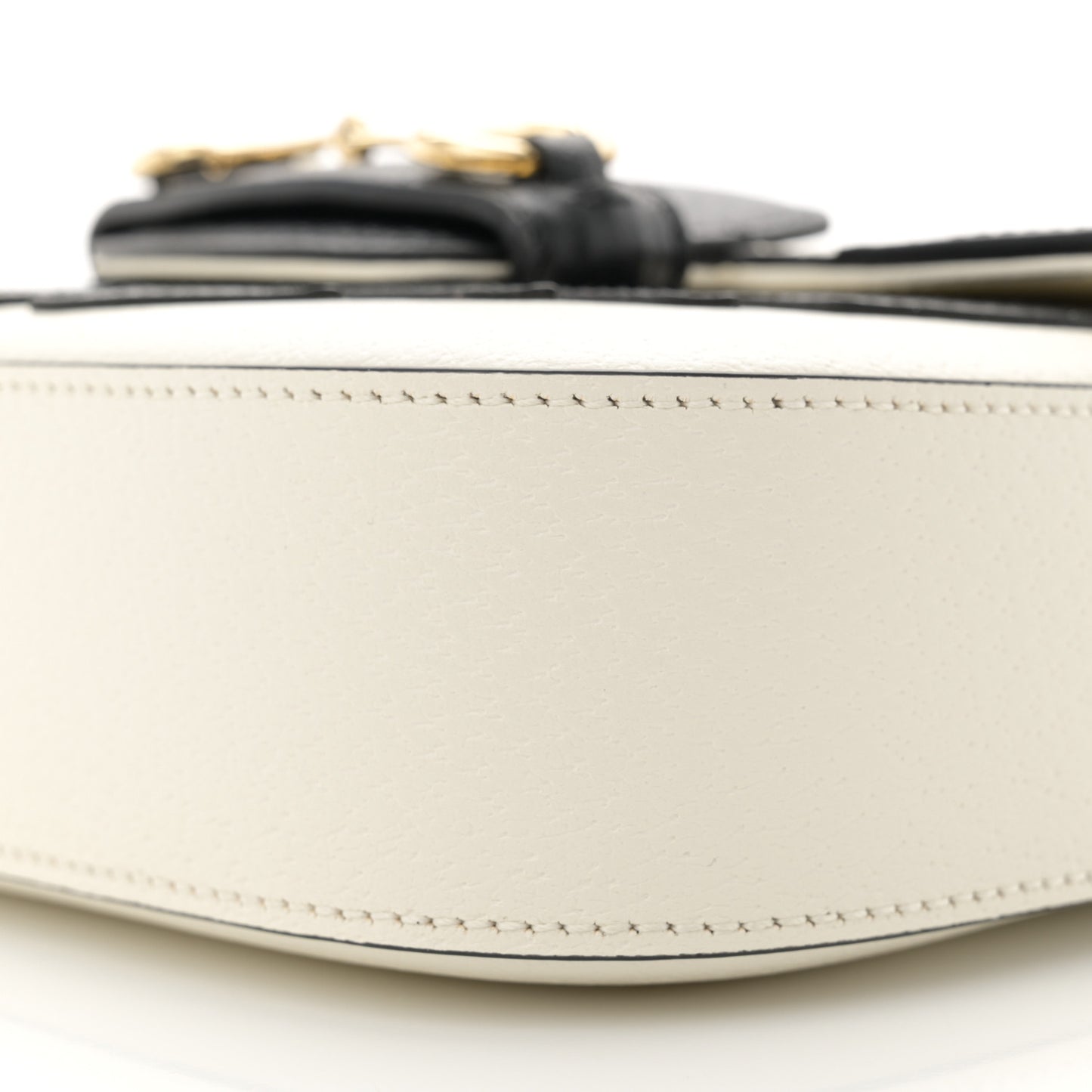 X ADIDAS Textured Dollar Calfskin Web Trefoil Mini Horsebit 1955 Shoulder Bag Off White Black