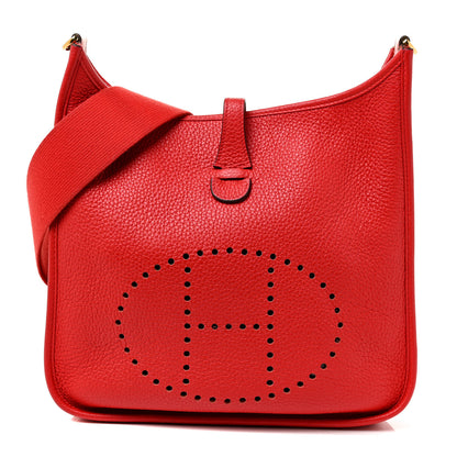 Hermes Taurillon Clemence Evelyne III PM Rouge De Coeur 1 of 29
