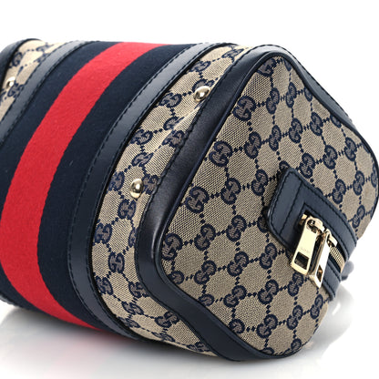 Gucci Monogram Vintage Web Small Boston Navy 10 of 14