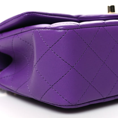 Chanel Lambskin Quilted Mini Top Handle Rectangular Flap Dark Purple 9 of 10