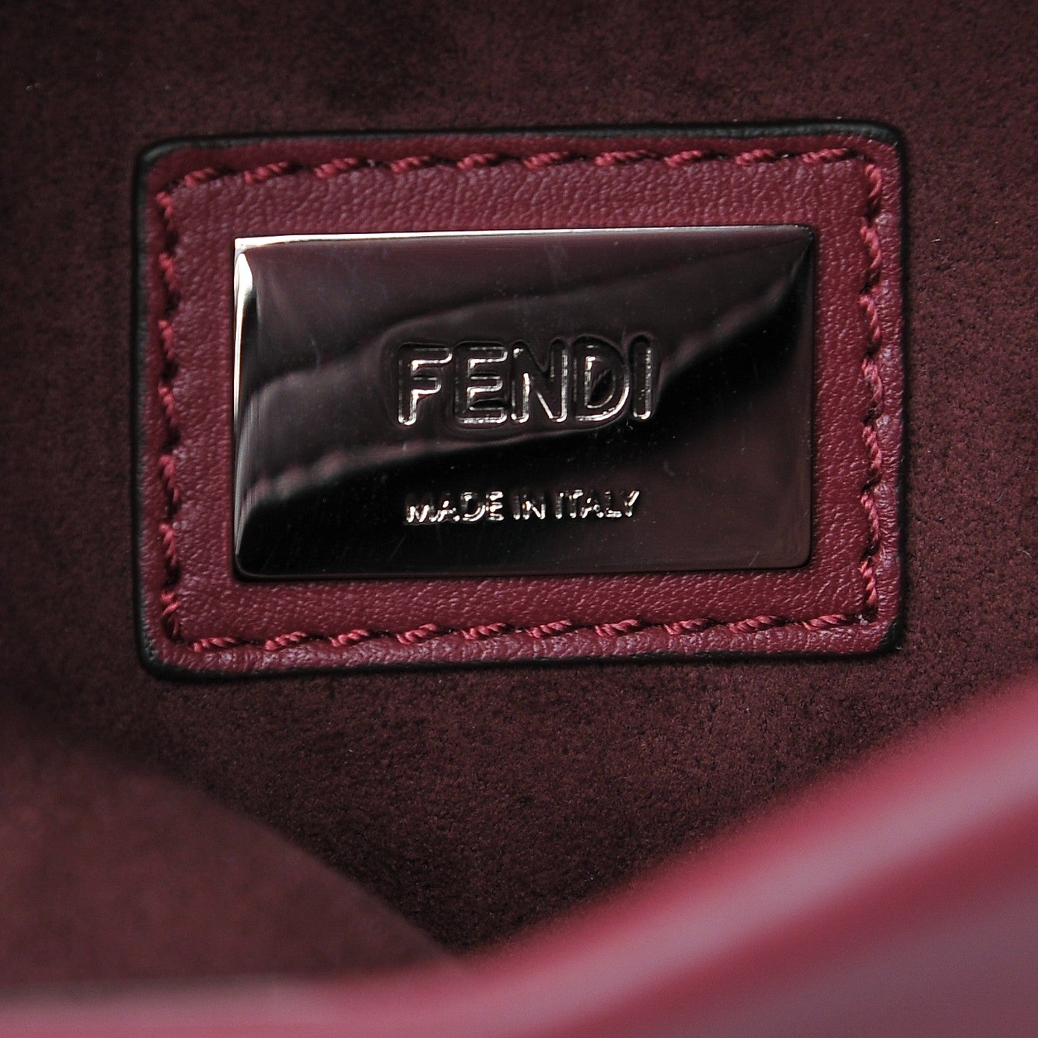 Fendi Calfskin Elaphe Lace Up Medium Peekaboo Iconic Satchel Bordeaux Beige Verde 6 of 7