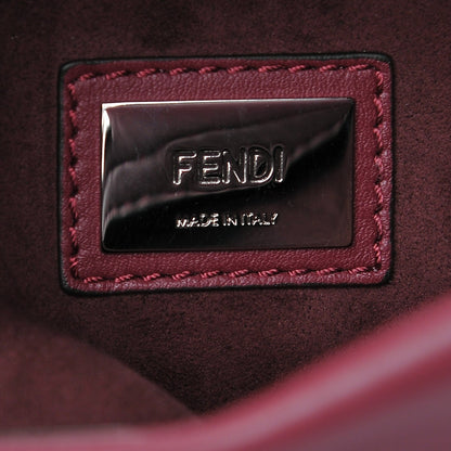 Fendi Calfskin Elaphe Lace Up Medium Peekaboo Iconic Satchel Bordeaux Beige Verde 6 of 7