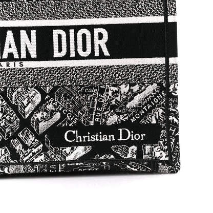 Christian Dior Canvas Embroidered Medium Plan De Paris Book Tote Black White 8 of 11