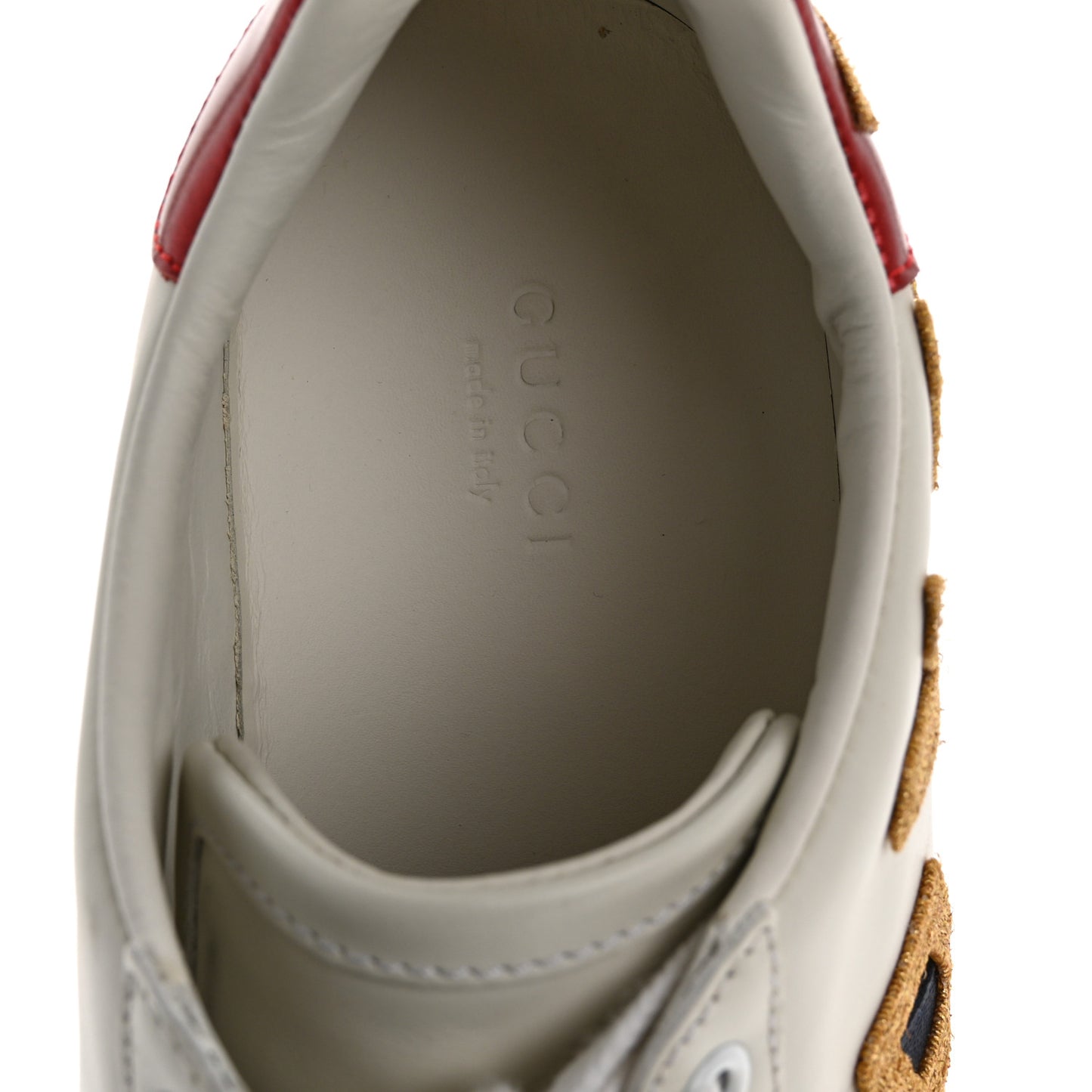 Calfskin Nappa Web LOVED Embroidered Womens Ace Sneakers 38 White Red Flame Notte