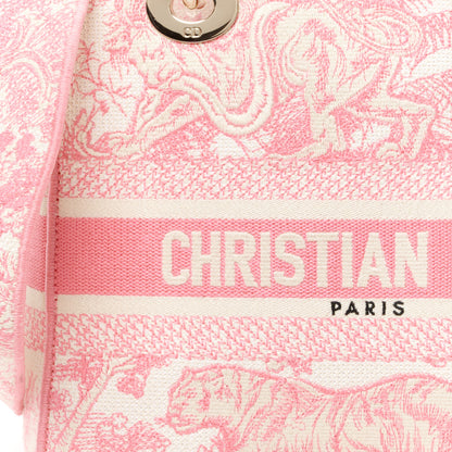 Christian Dior Canvas Toile De Jouy Embroidered Medium Lady D-Lite Peony Pink 8 of 11