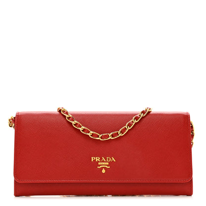 Prada Saffiano Wallet on Chain Fuoco 1 of 7