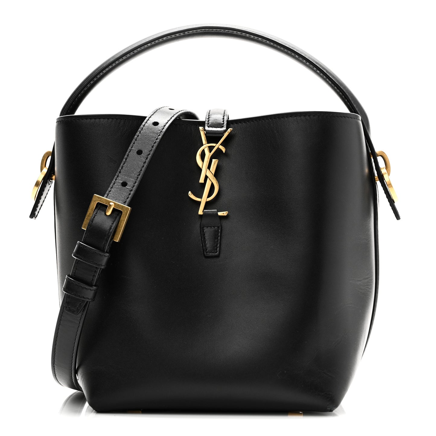 Shiny Calfskin Le 37 Bucket Bag Black