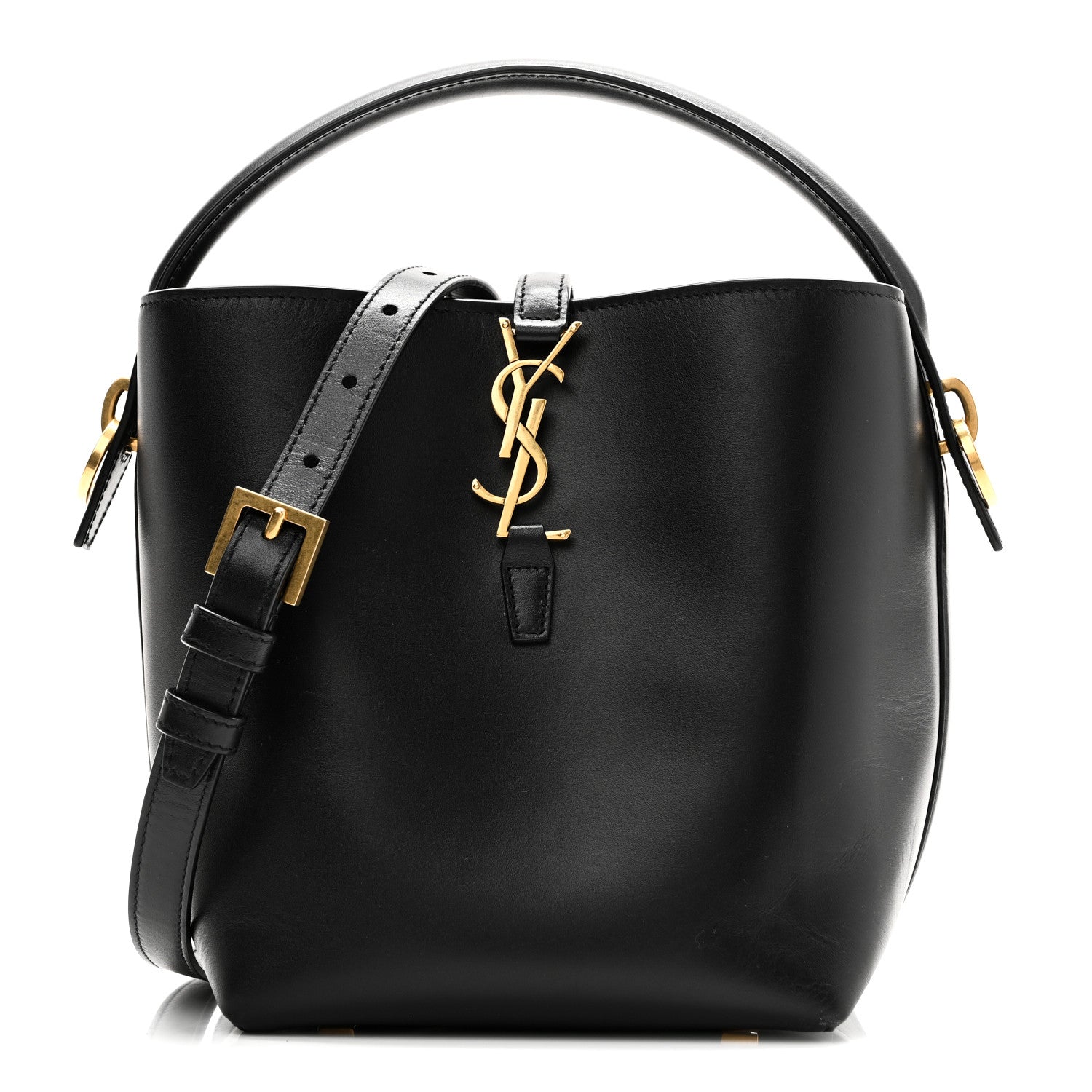 Saint Laurent Shiny Calfskin Le 37 Bucket Bag Black 1 of 9