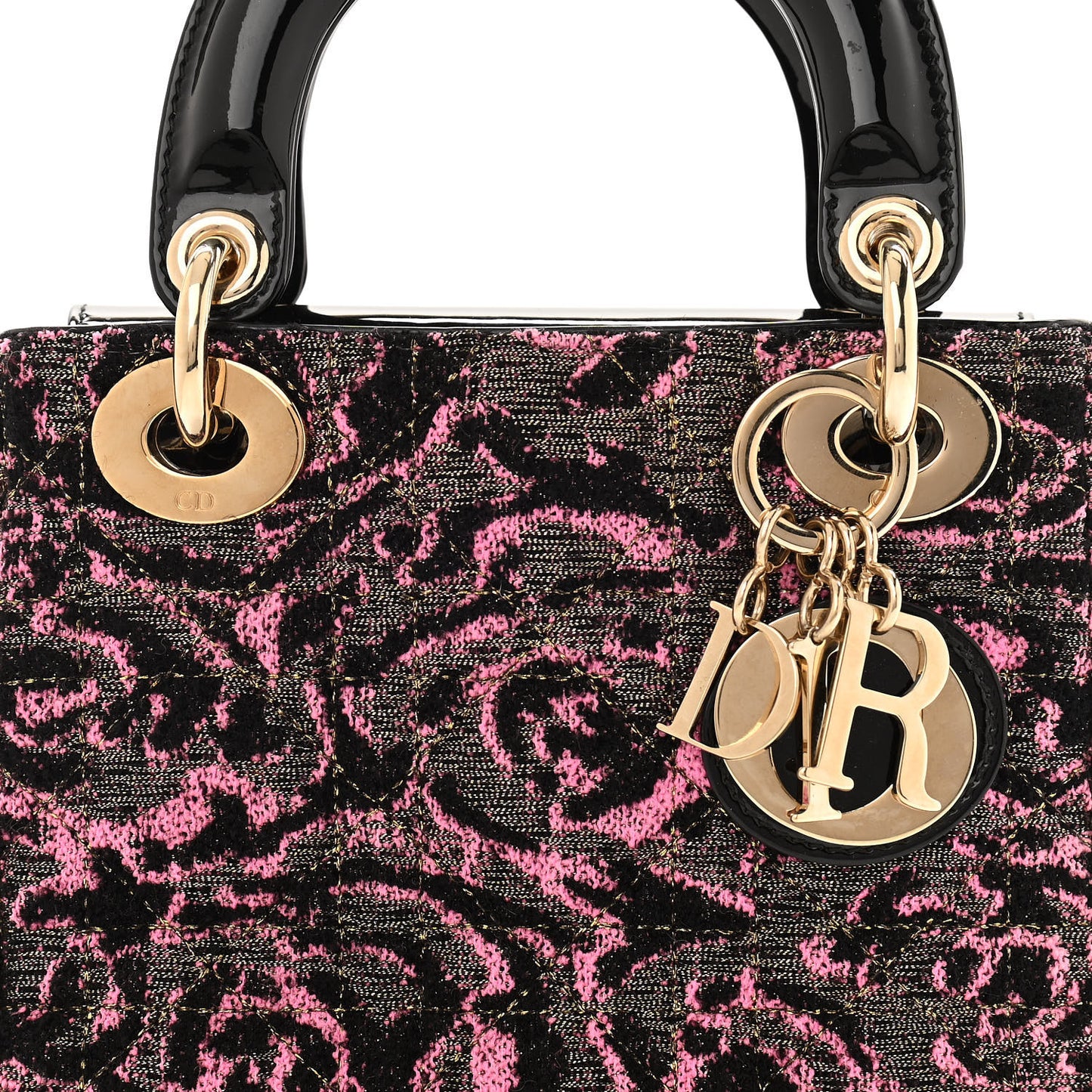 Patent Tweed Embroidered Mini Lady Dior Multicolor