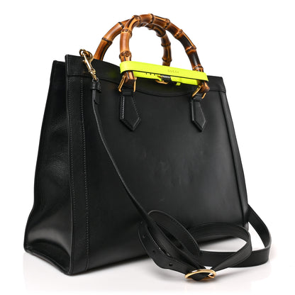 Gucci Wonka Grain Calfskin Medium Diana Tote Bag Black Yellow Fluo 3 of 10