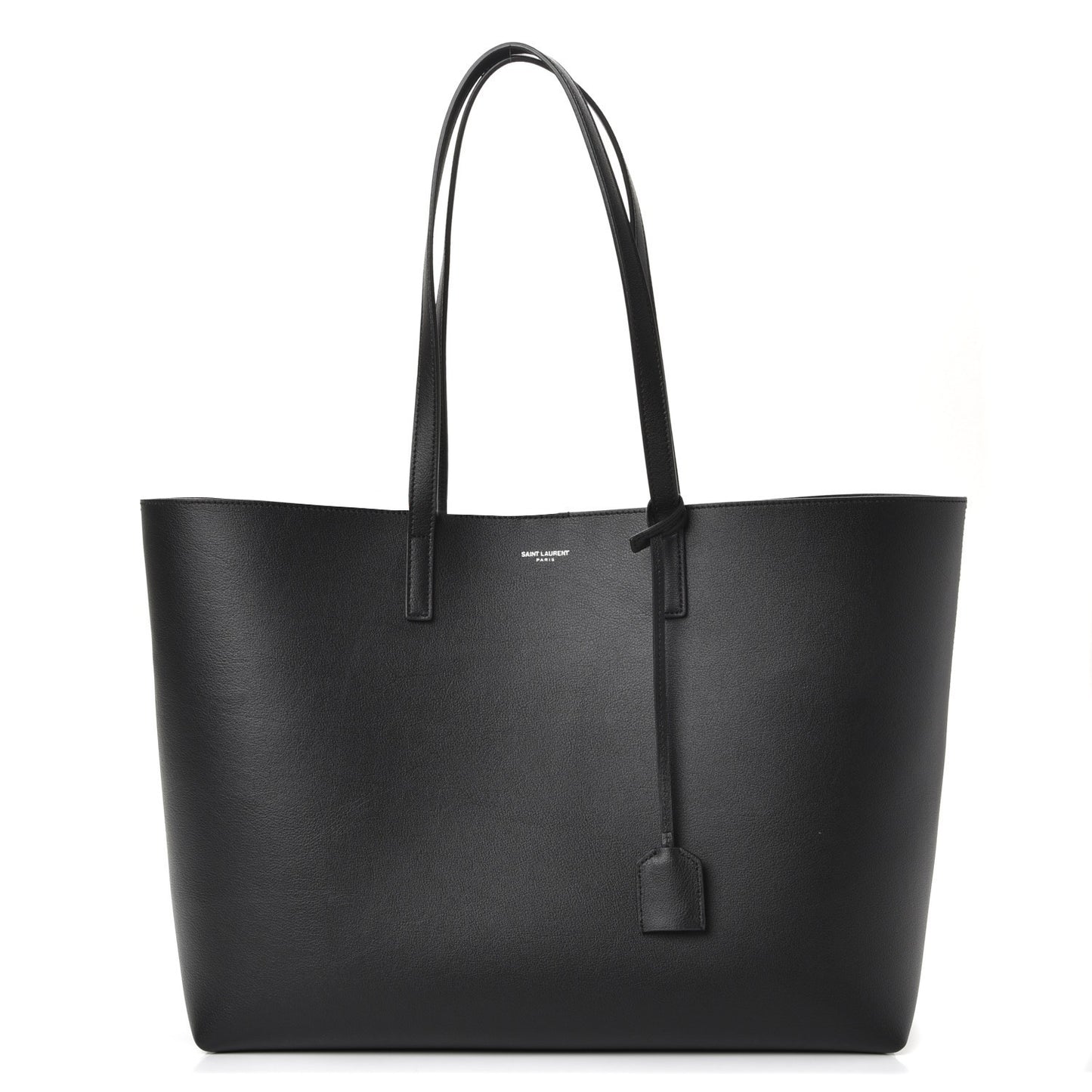 Calfskin Large Leopard Spot Shopping Tote Black
