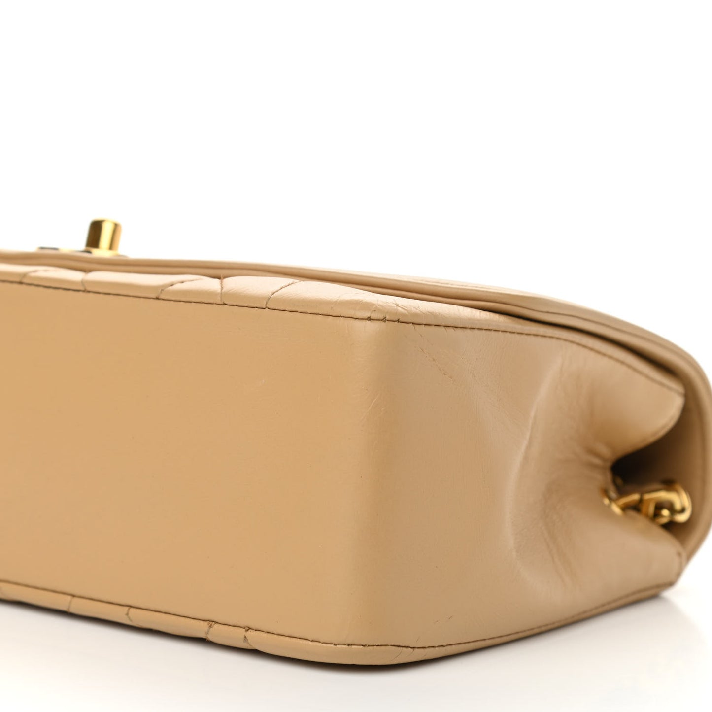 Lambskin Quilted Small Single Flap Beige