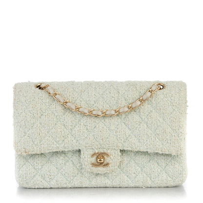 Chanel Tweed Quilted Medium Double Flap Light Turquoise 1 of 11
