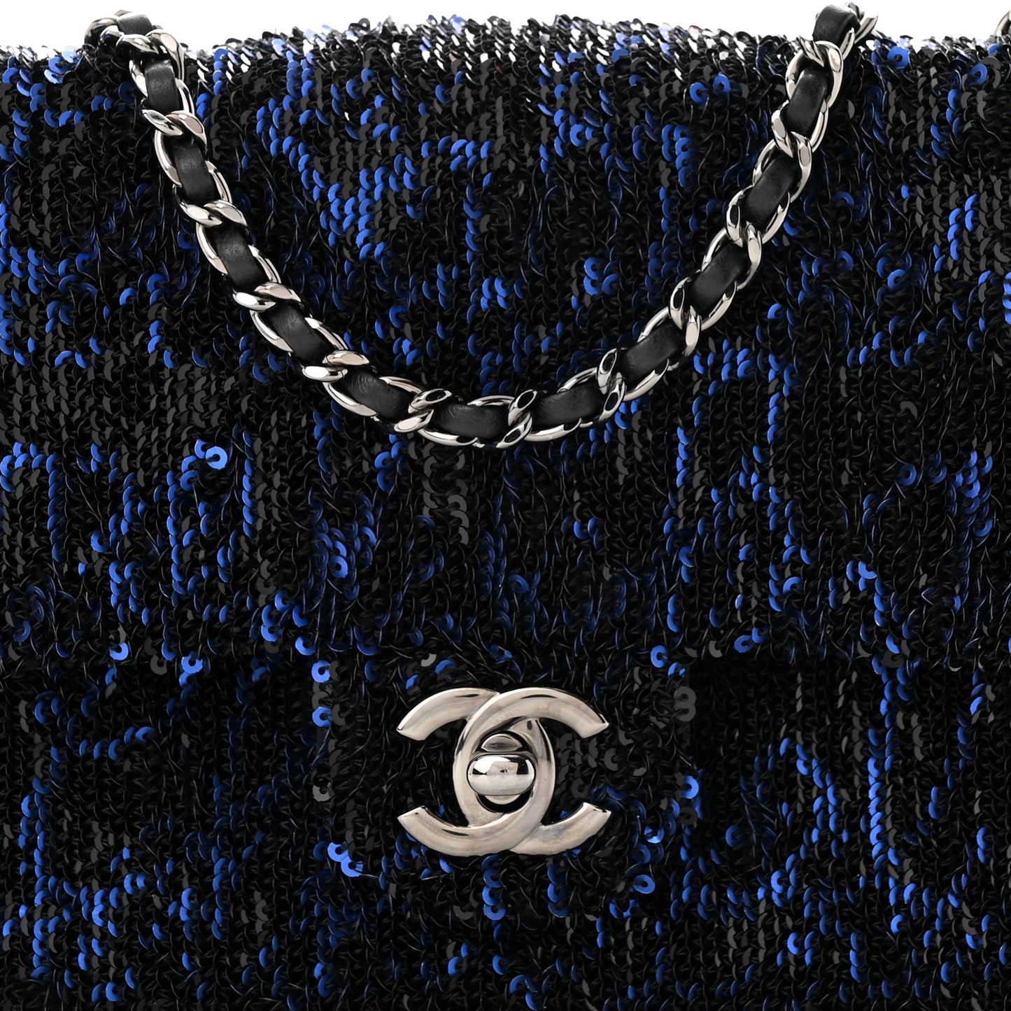 Sequin Logo Mini Rectangular Flap Black Blue
