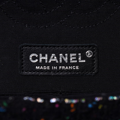 Chanel Tweed Quilted Medium Double Flap Black White Yellow Pink 5 of 10