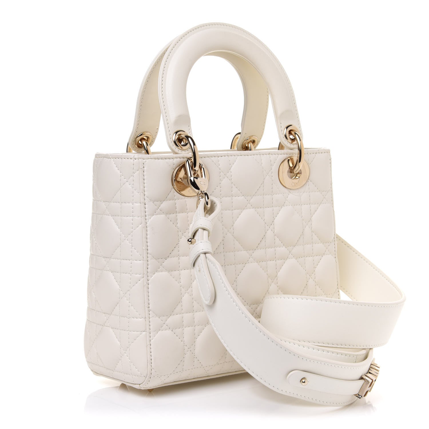 Christian Dior Lambskin Cannage Small My ABCDior Lady Dior White 2 of 14