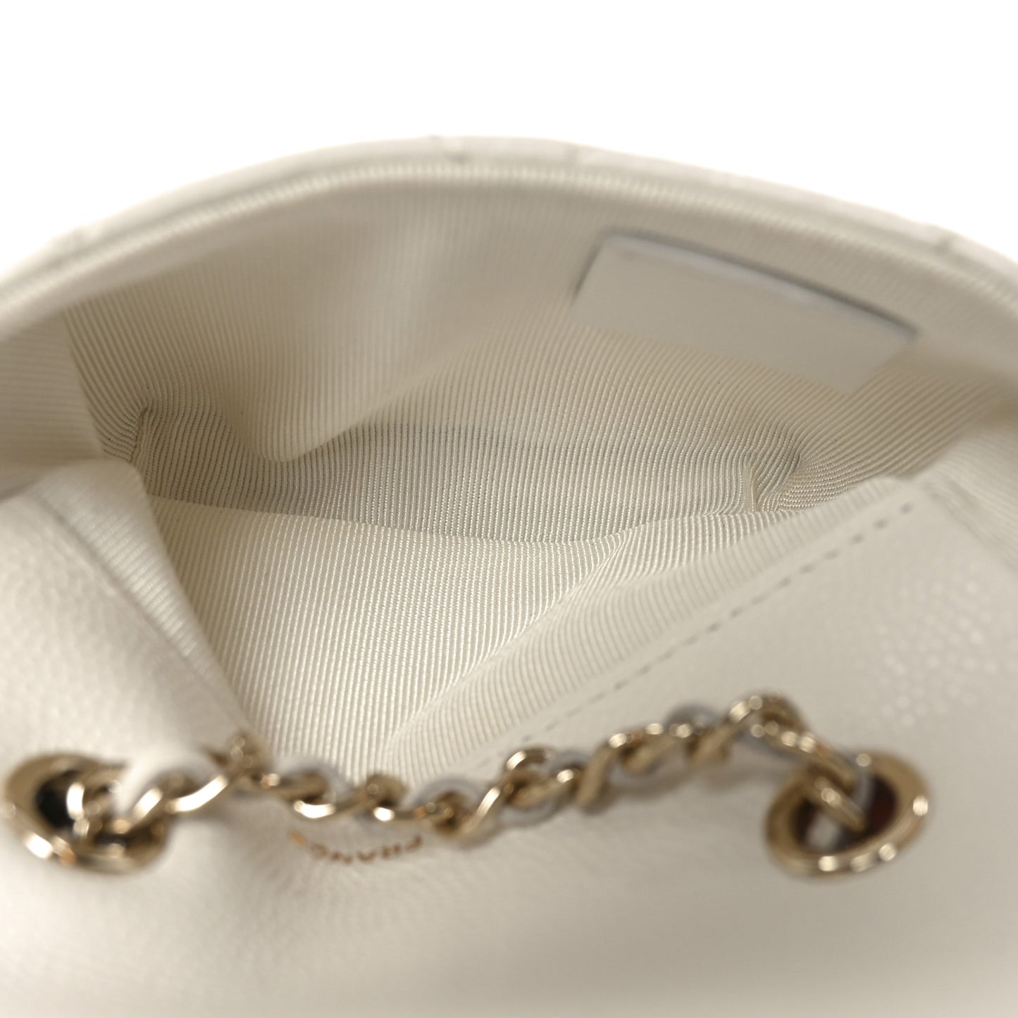 Caviar Quilted Mini Chain Belt Bag White