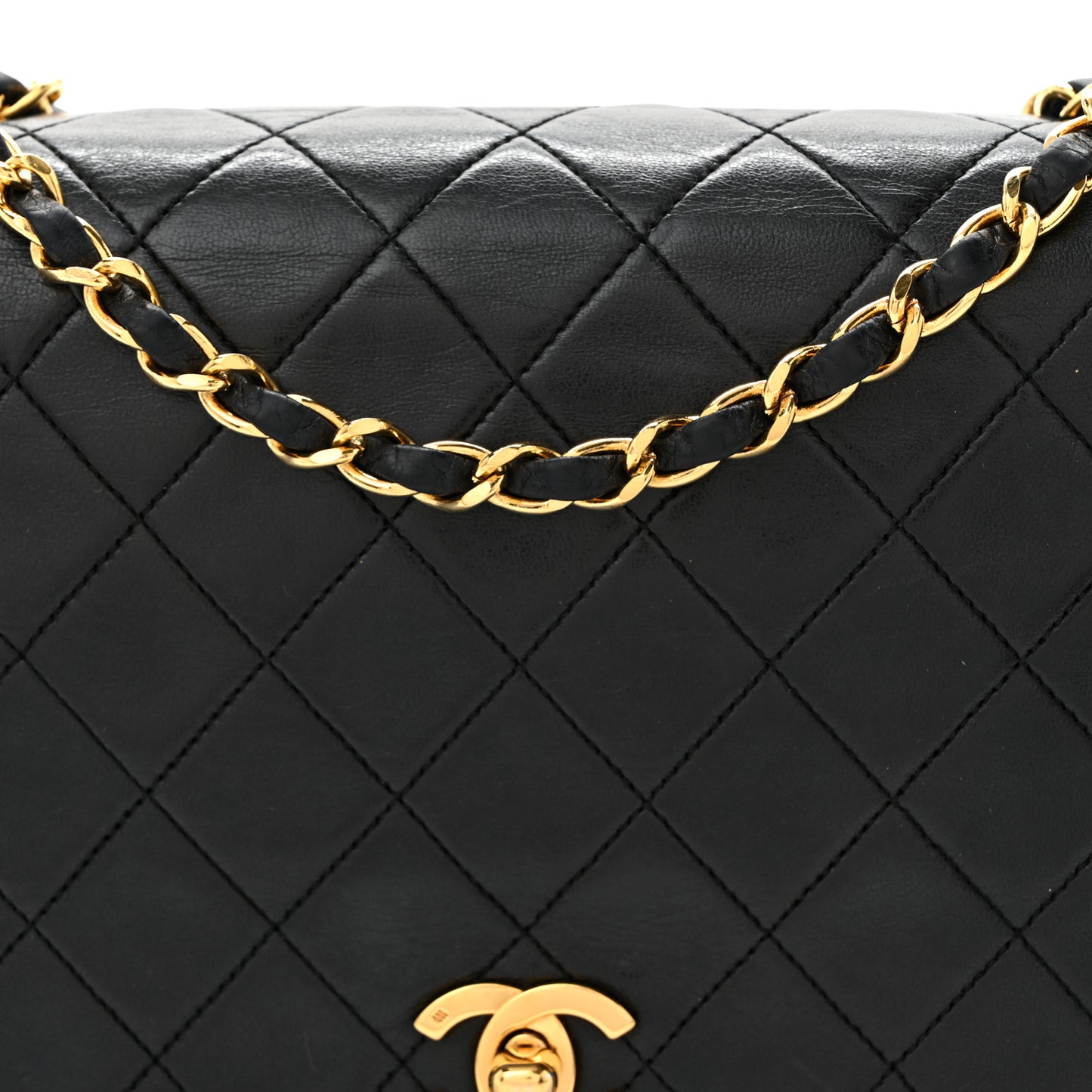 Lambskin Quilted Small Single Flap Black