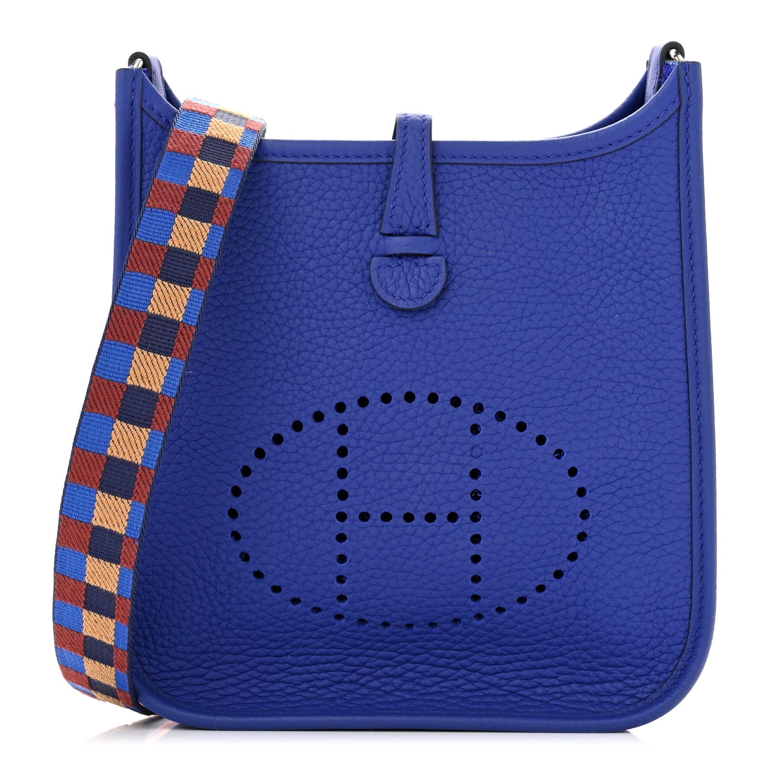 Hermes Taurillon Clemence Maxi Quadrille Evelyne TPM Royal Bleu Bleu Bill Biscuit Rouge H 1 of 11
