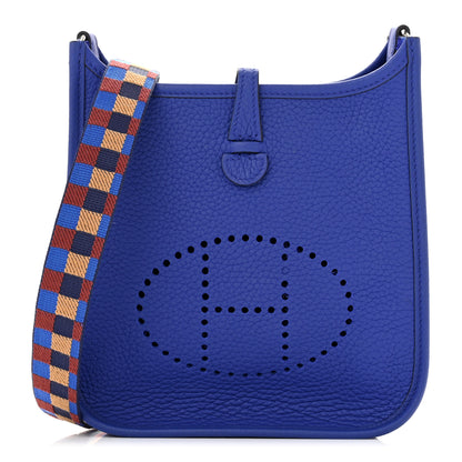 Hermes Taurillon Clemence Maxi Quadrille Evelyne TPM Royal Bleu Bleu Bill Biscuit Rouge H 1 of 11