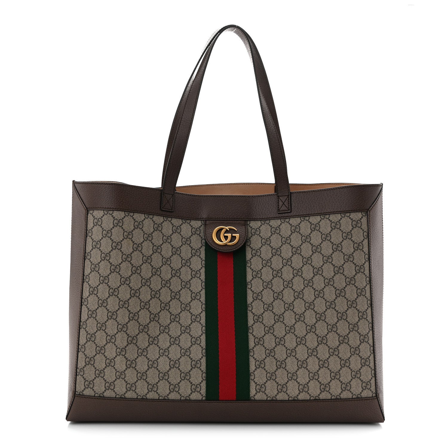 Gucci Gg Supreme Monogram Web Ophidia Tote Brown 1 of 11