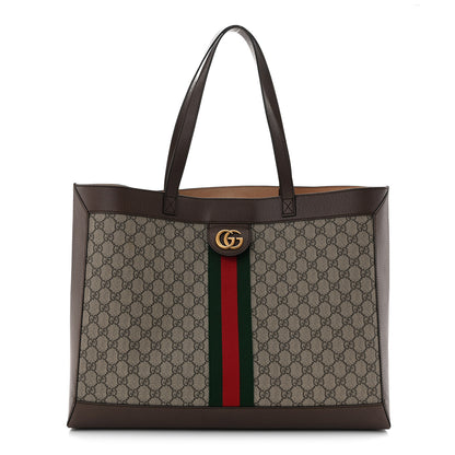 Gucci Gg Supreme Monogram Web Ophidia Tote Brown 1 of 11