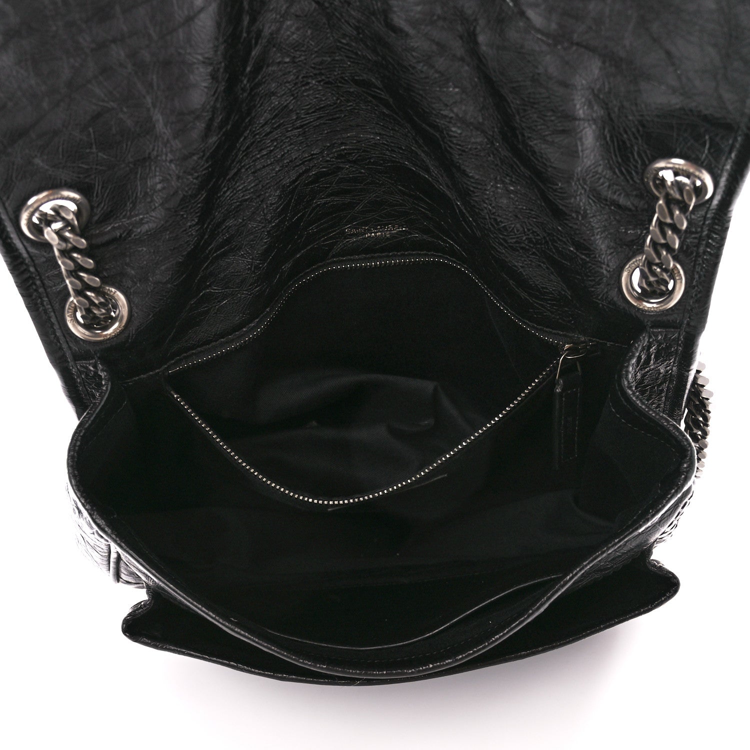 Saint Laurent Crinkled Calfskin Matelasse Monogram Medium Niki Chain Satchel Black 5 of 11