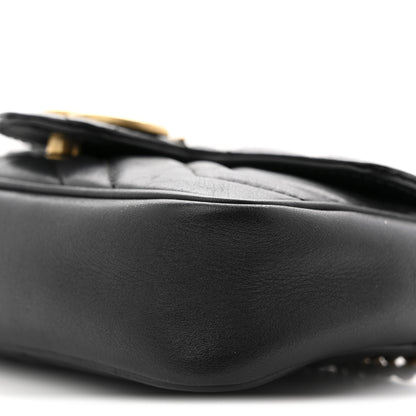 Gucci Calfskin Matelasse Super Mini GG Marmont Shoulder Bag Black 10 of 10